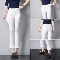 Large-scale eight-point pants wore fat mm high waist and thin thin thin thin wool side nine-minute microtrumpet pants