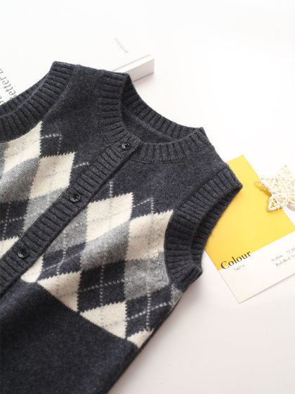 儿童毛衣背心男童女童纯山羊绒马甲韩版中大童羊毛针织衫加厚打底