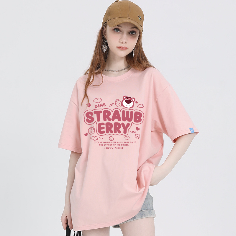 T-Shirt 2026 New Summer Pink Pure Cotton Short-Sleeve Women's Trendy Brand Loose Fit Top Half-Sleeve Shirt for Petite Women T-Shirt 2026 New Summer Pink Pure Cotton Short-Sleeve Women's Trendy Brand Loose Fit Top Half-Sleeve Shirt for Petite Women