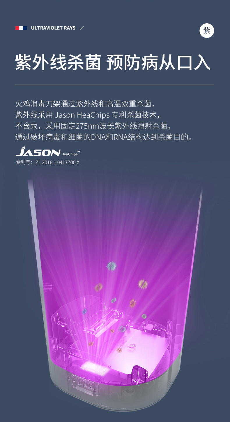 老板旗下高端品牌 火鸡 静音升级款 紫外线烘干消毒刀筷架 图7