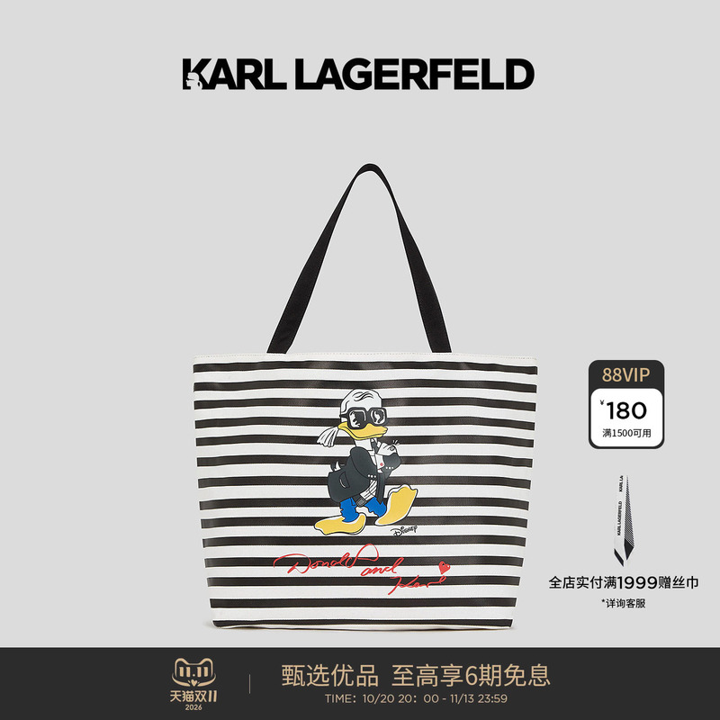 Karl Lagerfeld Karl Lagerfeld Capsule Series Cartoon Color-Block Striped Tote Bag for Women Lafayette