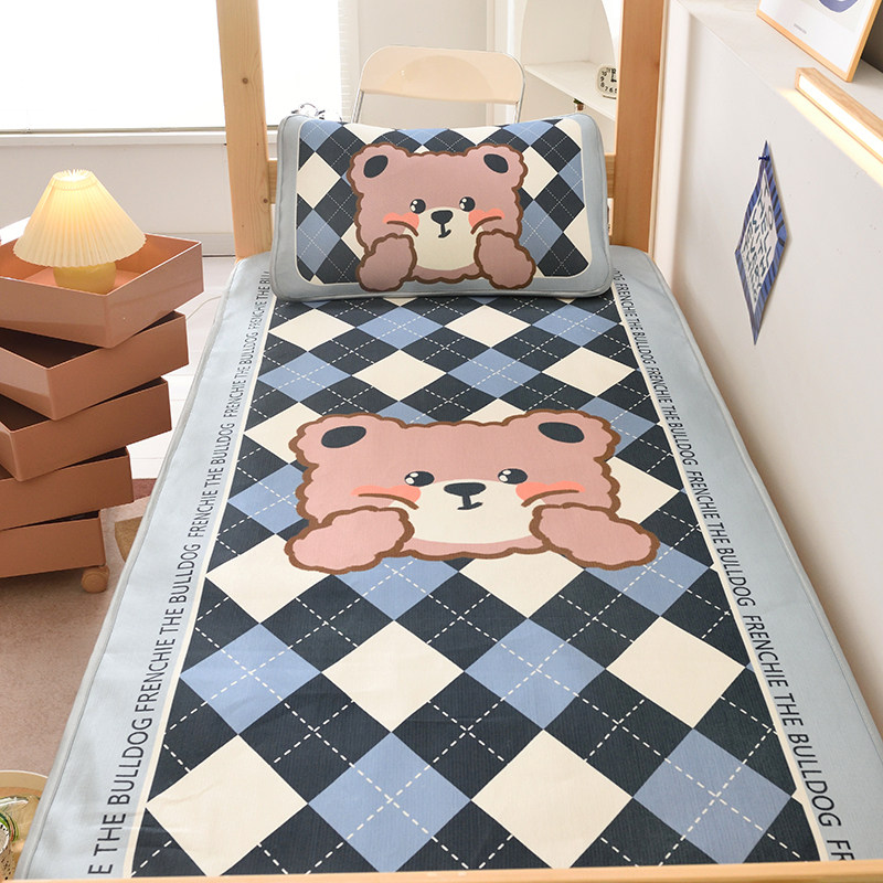 Summer cartoon children's soft mat foldable washable machine washable student dormitory single bed two-piece ice silk mat