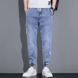 Летние тонкие джинсы, трендовые штаны для отдыха, эластичная талия, свободный прямой крой, коллекция 2021