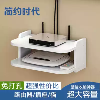 Punch-free living room TV wall Set-top box rack Shelf Router storage box Wall-mounted decorative partition Bedroom