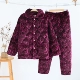Pyjama mùa đông flannel ba lớp dày chần giản dị dịch vụ ấm áp nhà san hô lông cừu mặc bộ đồ hai mảnh