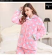 Pyjama mùa đông flannel ba lớp dày chần giản dị dịch vụ ấm áp nhà san hô lông cừu mặc bộ đồ hai mảnh