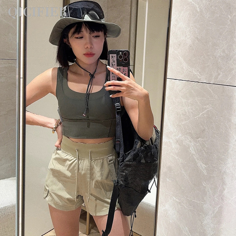 Qicifier Hiking Shorts High-Waisted Ice-Feel Lightweight High-Waisted Sports Shorts 9116