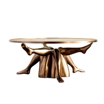 Morden Modern Creative Art GRP Plated Brass Beauty Leg Tea Table Hotel Designers Round Coffee Table