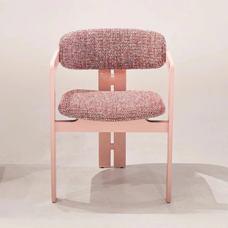 Chanel-Style Dining Chair, Home-Use Internet-Famous Makeup Chair, Girly Light Luxury Designer Chair, Pink Modern Minimalist Leisure Chair