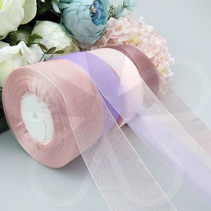 Flower wrapping material full set 4cm wide snow gauze belt 45m transparent lace ribbon chiffon ribbon rose material