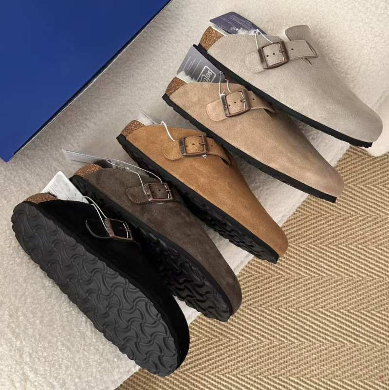 New Autumn and Winter Original Birkenstock-Style Wool Clogs for Men and Women, Cork Thick-Soled, Fleece-Lined and Thickened Furry Shoes