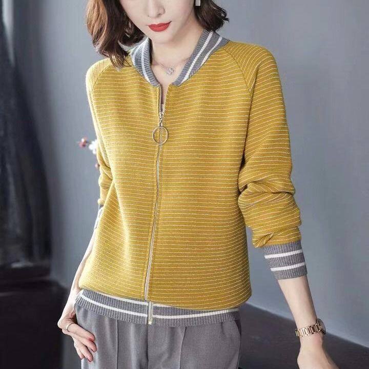 Dittutown 2021 Spring Autumn Season New Loose Needle Weaselwear Jacket Woman Short jacket Foreign-set Baseball Suit