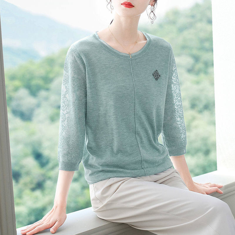 Dituton early autumn thin knitted sweater top women's 2021 new hollow loose loose and thin all-match bottoming shirt sweater