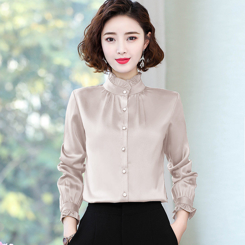 Diitudun shirt with long sleeves 2021 spring autumn new temperament standout 100 hitch blouses undershirt snow-spinning professional shirt