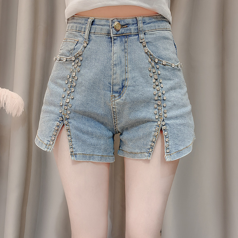 Dittutown 2021 Summer new Heavy Industries Pearl Stream Su Water Diamond Trumpeter Slim Tall Waist Jeans Shorts