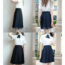 JK solid color College belly pleated skirt black cyanotic ten box pleated skinny skirt school dress high waist pleated skirt