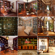 New anchor background cloth 3D study bookshelf office bookcase men and women HD net red live room stereo background