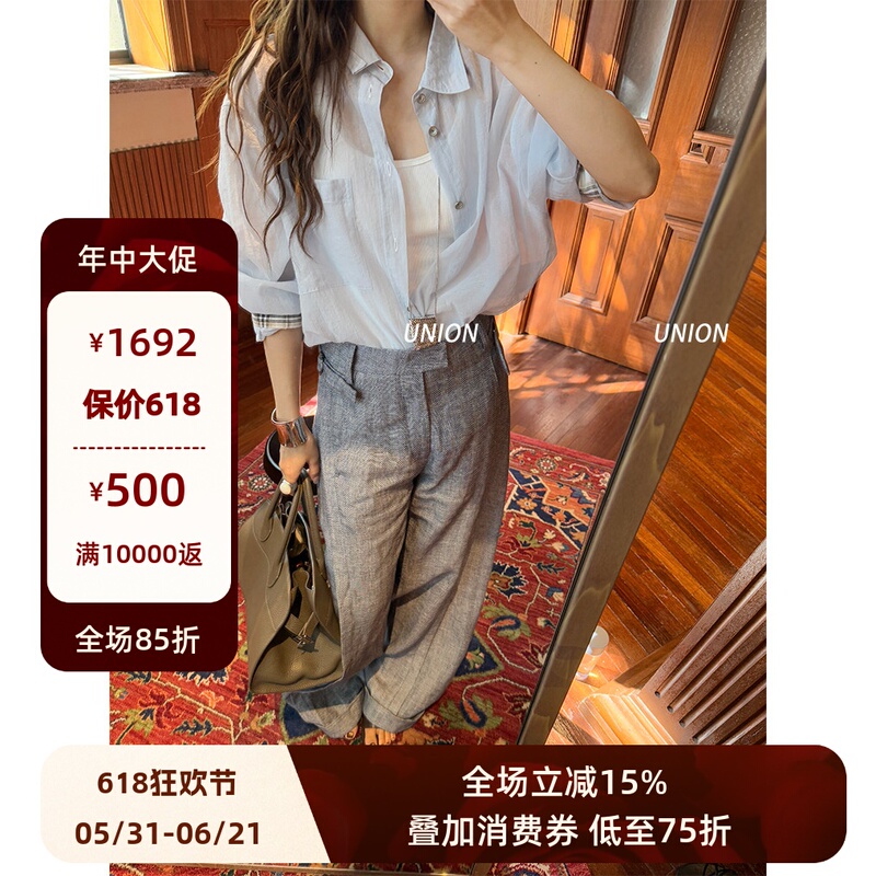 Union Officially Authorized Concise White 26 Spring/Summer Plaid Patchwork Shirt + Long Skirt