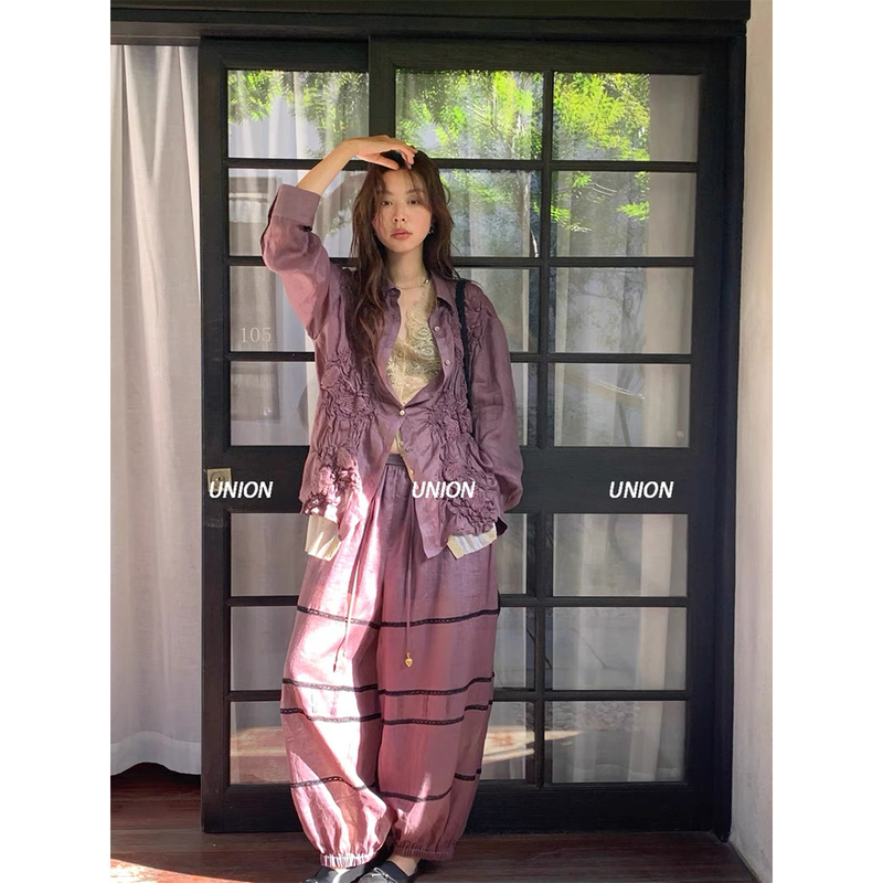 Union Officially Authorized Ice Dust 26 Spring/Summer Wrinkled Floral Shirt + Lace Inner Dress