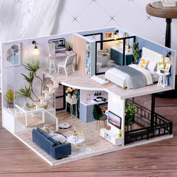 DIY Handmade Cabin Loft Mini Miniature Scene Micro Villa Assembled Building Model Toy Birthday Gift