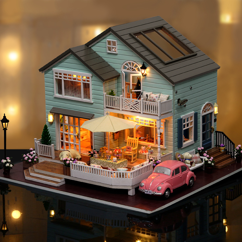 diy hut large villa queen town handmade small house model creative birthday gift for girls