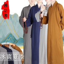 Good fate monk clothing cotton linen silk coat men and women Bhikshuni summer thin breathable sweat-absorbing monk clothes long gown