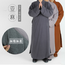 Good fate monk clothing winter cotton coat linen linen plus cotton does not shrink monk monk monk monk monk gown