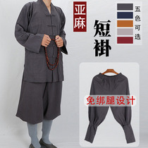 Good fate monk clothing short coat spring autumn linen cotton linen male monk small gown female Bhikshuni summer monk clothing four seasons