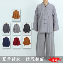 Monk clothing summer short gown cotton linen thin female Bhikshuni small gown clothes male summer monk clothes good fate