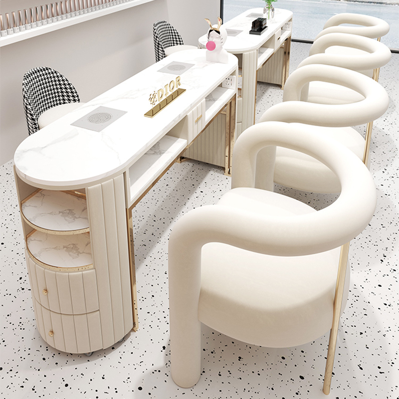 Zhongminyunshang Light Luxury Internet-Famous Manicure Table and Chair Set, Marble Manicure Table, Single and Double High-End Manicure Table and Chairs
