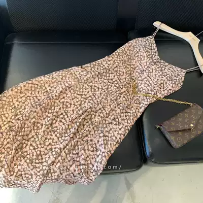 French floral series acetate chiffon three-dimensional cut retro elegant sling dress Summer Girl