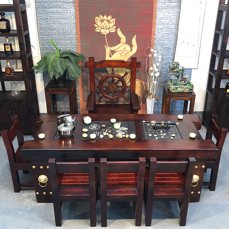 The old ship wood tea table and chair combination of Chinese style tea art all contracted from The solid wood furniture make tea table, tea table table