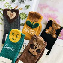 Socks feathers in feathers in tide wear home cute net red warm sports Han Edition Japanese