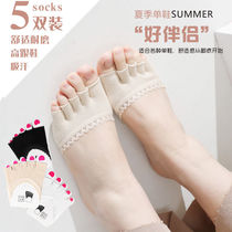 Five-finger socks pure cotton womens summer thin socks forefoot foot pad toe half-palm high heel boat socks invisible five-toed socks
