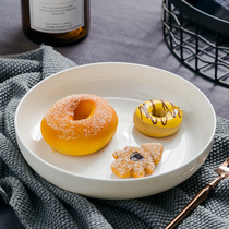 Ceramic dish plate household round bone china plate soup plate deep plate rice plate tableware pure white simple creative microwave oven