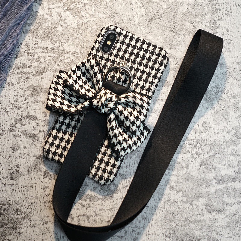 Net red Thousand-bird lattice butterfly knot applicable 12 Apple 13 mobile phone protection shell 11 autumn and winter iPhone13pro new pint 11promax plush fabric xs goddess xs goddess