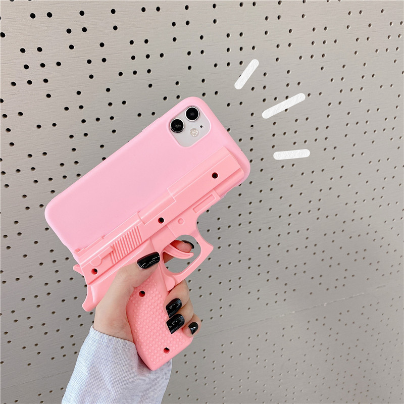 Toy gun is suitable for 12 millimeters 13 mobile phone case 11 pistol shape 12s personality K50 creative K40 tide note12pro network 11 adolescent girl model all pack silicone red rice k5