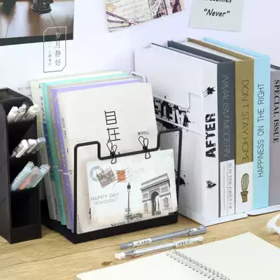 Simple wrought iron folder Book holder Book stand Creative ins wind book storage shelf Book stand Telescopic office book stand Simple bookshelf Student book stand box storage shelf Desktop book stand