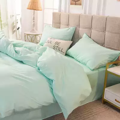 Four-piece green fresh green ins Wind Nordic sheets quilt cover bedding simple dormitory students three-piece set 3