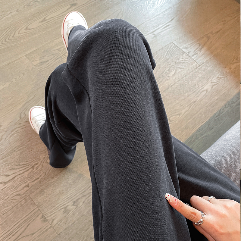 Ice Silk Cupro Wide-Leg Pants for Women 2026 Summer Thin High-Waisted Drape Narrow Straight-Leg Sports Casual Long Pants