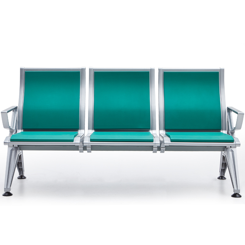 Polyurethane PU Triple Seat Connected Chair Aluminum Alloy High Back Air Chair waiting chair