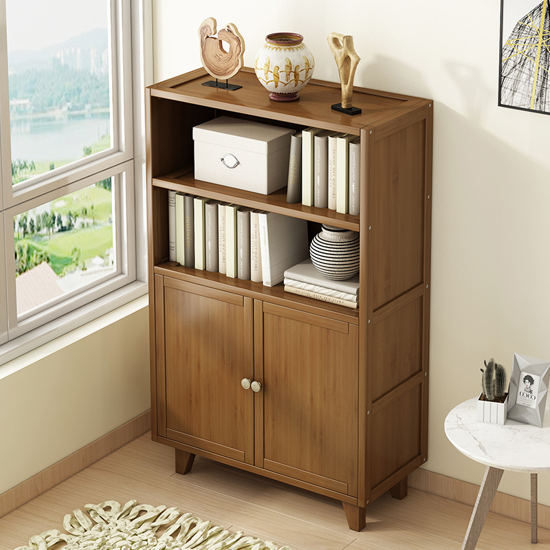 Solid Wood Floor Sofa rear Xuanguan bookcase Nordic bursting children Multi-level Nan Bamboo heightening bookshelf Tea room shelve