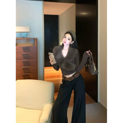 Ретро цветной весенний лонгслив, приталенный корсет