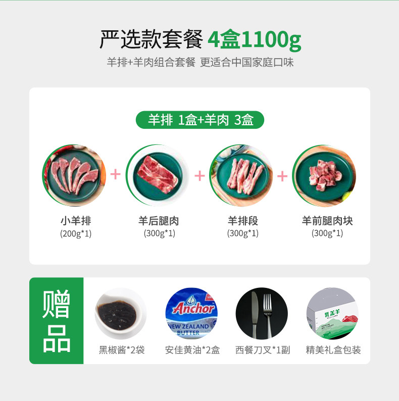 西牛优选  雪域乳羔羊羊肉套餐  1100g 图2