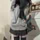 JK sweater cardigan jacket female autumn Japanese college wind uniform school supply feeling dark gray long-sleeved knitted top