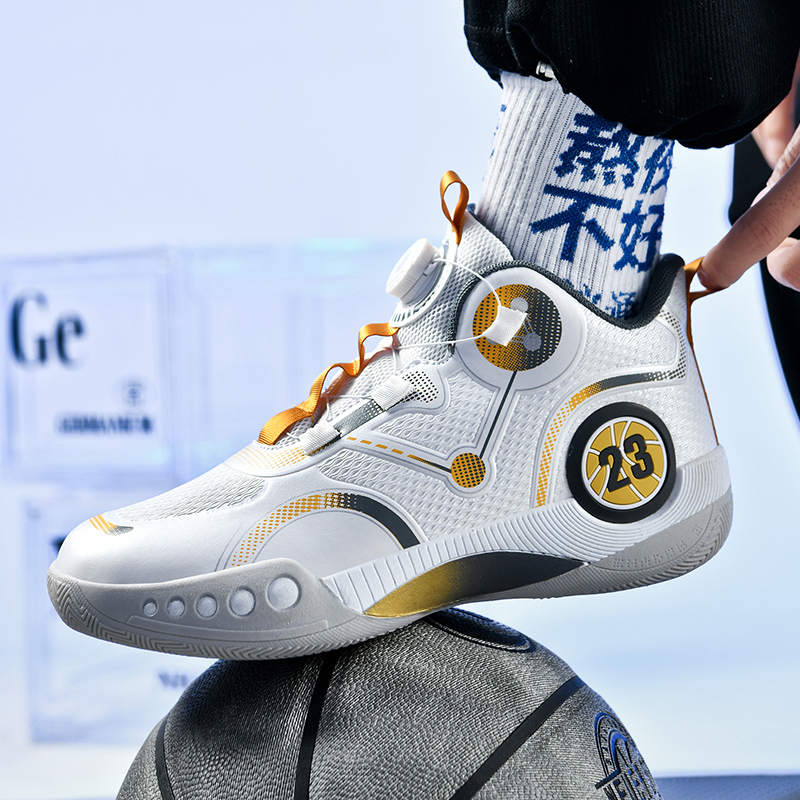 National Trend Children's Basketball Shoes with Rotating Buckle 2026 Spring and Autumn Models Boys' Sports Shoes Big Kids Professional Training Sneakers for Boys