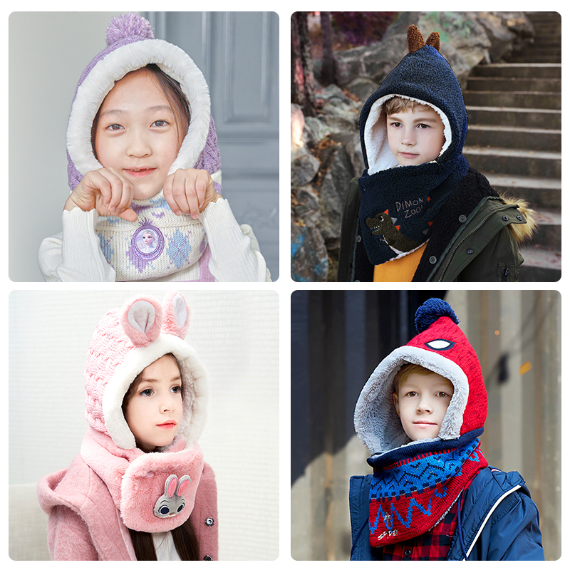 South Korean momofriends hat scarf for children Two sets of male and female child ice and snow chic hat surrounding neck