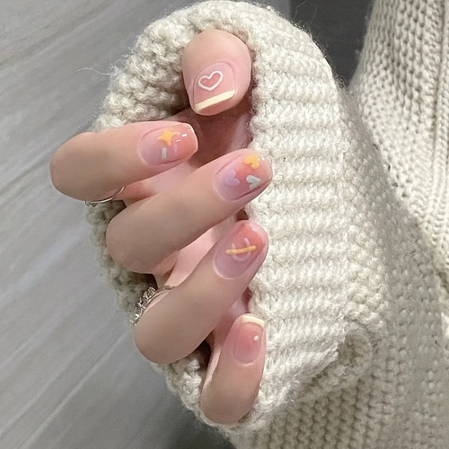 Милый летний свежий гель-лак, водостойкие накладные ногти, коллекция 2023, ручная роспись