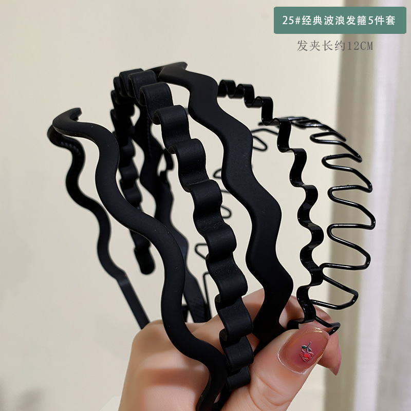 images 30:Smolted black hair hoop In summer, wear a hair card and shredded hair to organize the artifact with tooth pressing hair and decorate the face hoop