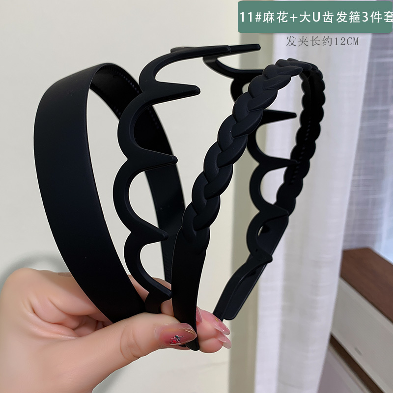 images 11:Smolted black hair hoop In summer, wear a hair card and shredded hair to organize the artifact with tooth pressing hair and decorate the face hoop
